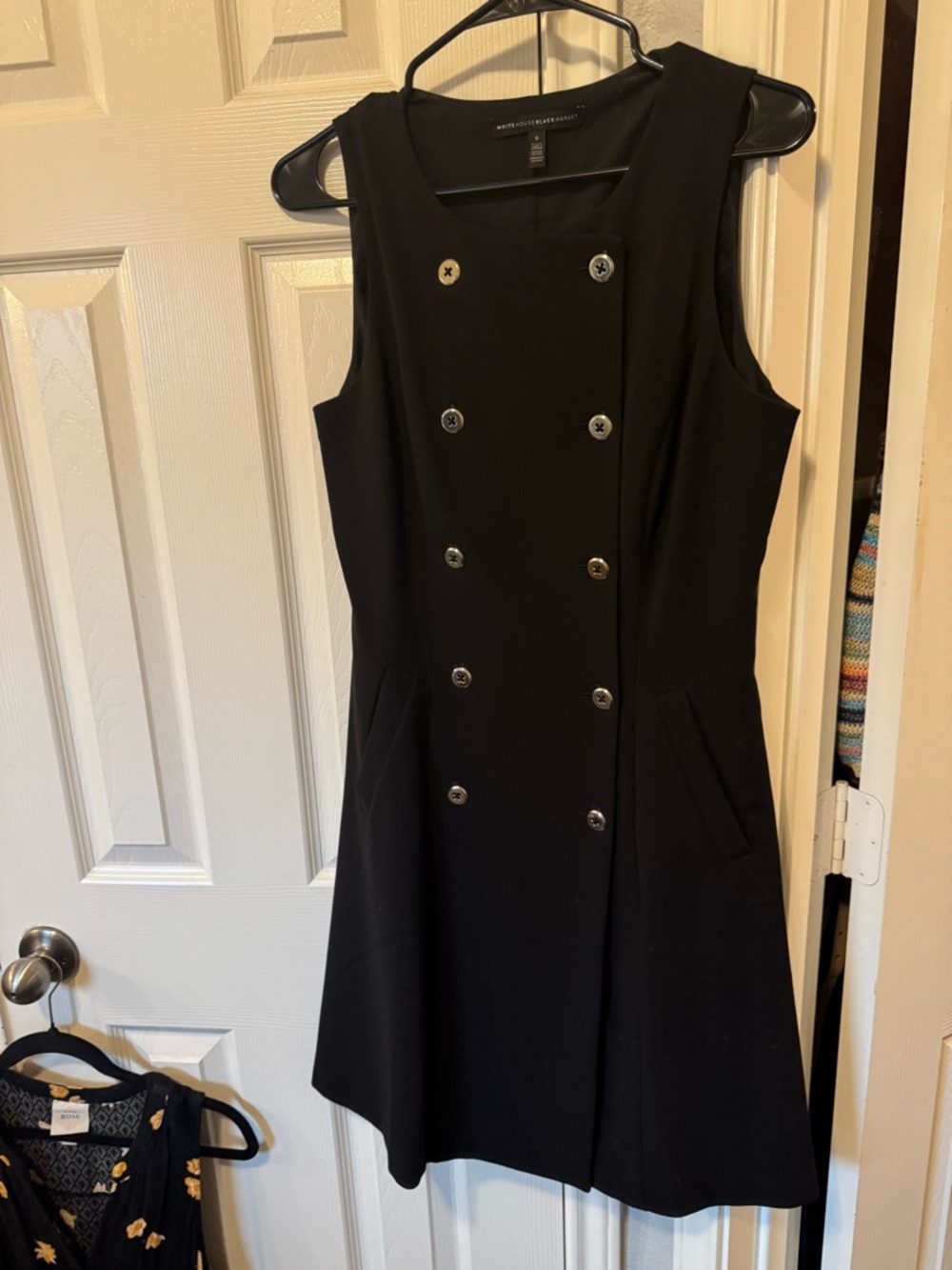 White House Black Market Black Double-Breasted Sleeveless Mini Dress